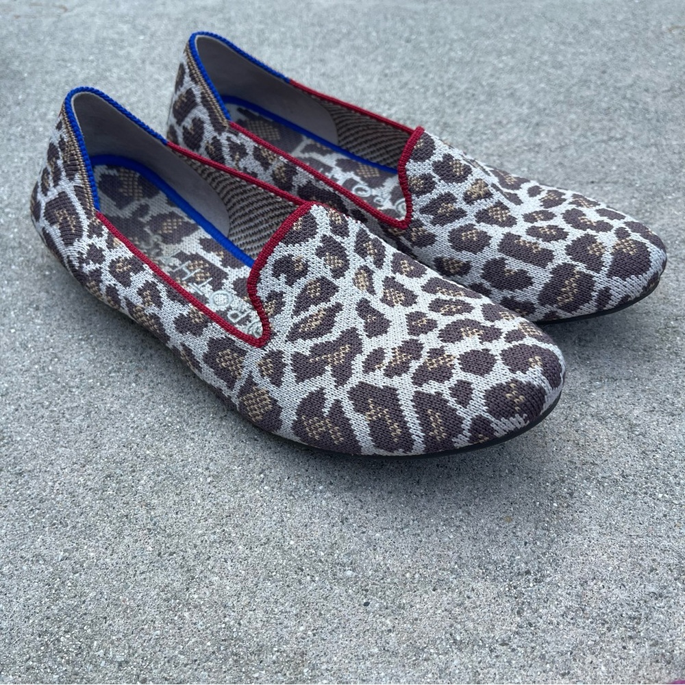 ROTHYS The Loafer Mocha Spot Flats Animal Print Leopard Cheetah Shoes 6.5